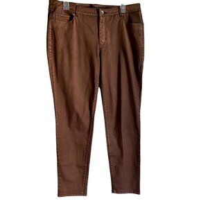 Mark Adam New York Coated Copper Tone Stretch Jeans Pants 42, US Size 14